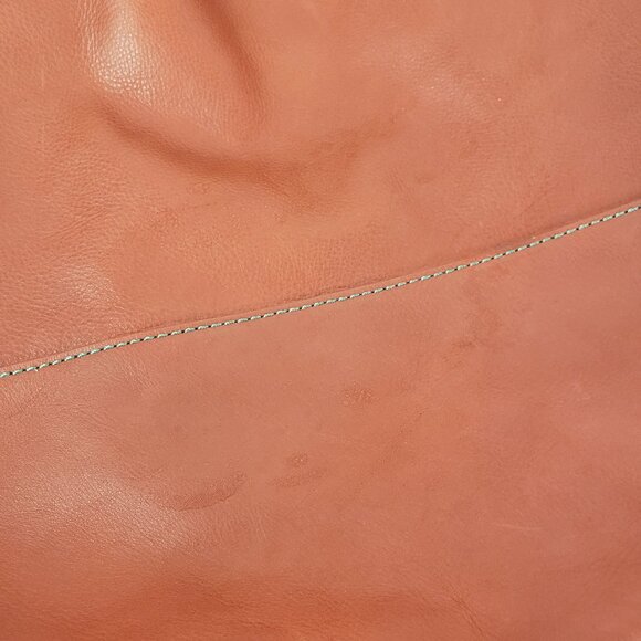 J Jill Coral Leather Tote Bag Purse Removable Pocket Hexagonal Unlined - Picture 10 of 13